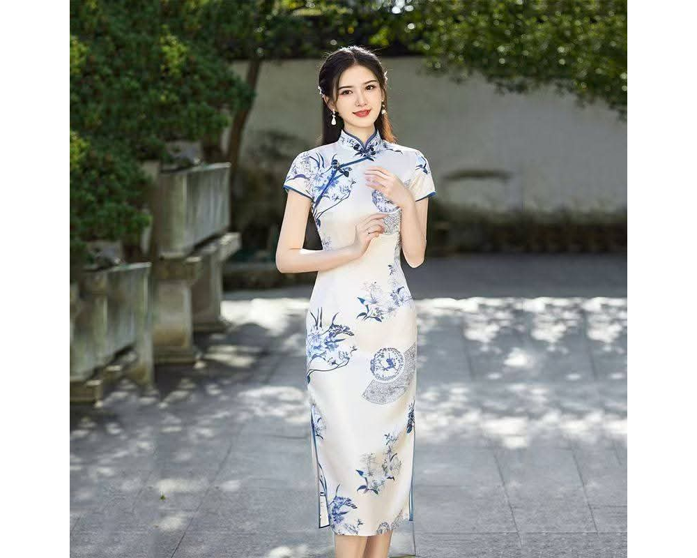 青花瓷系列長旗袍